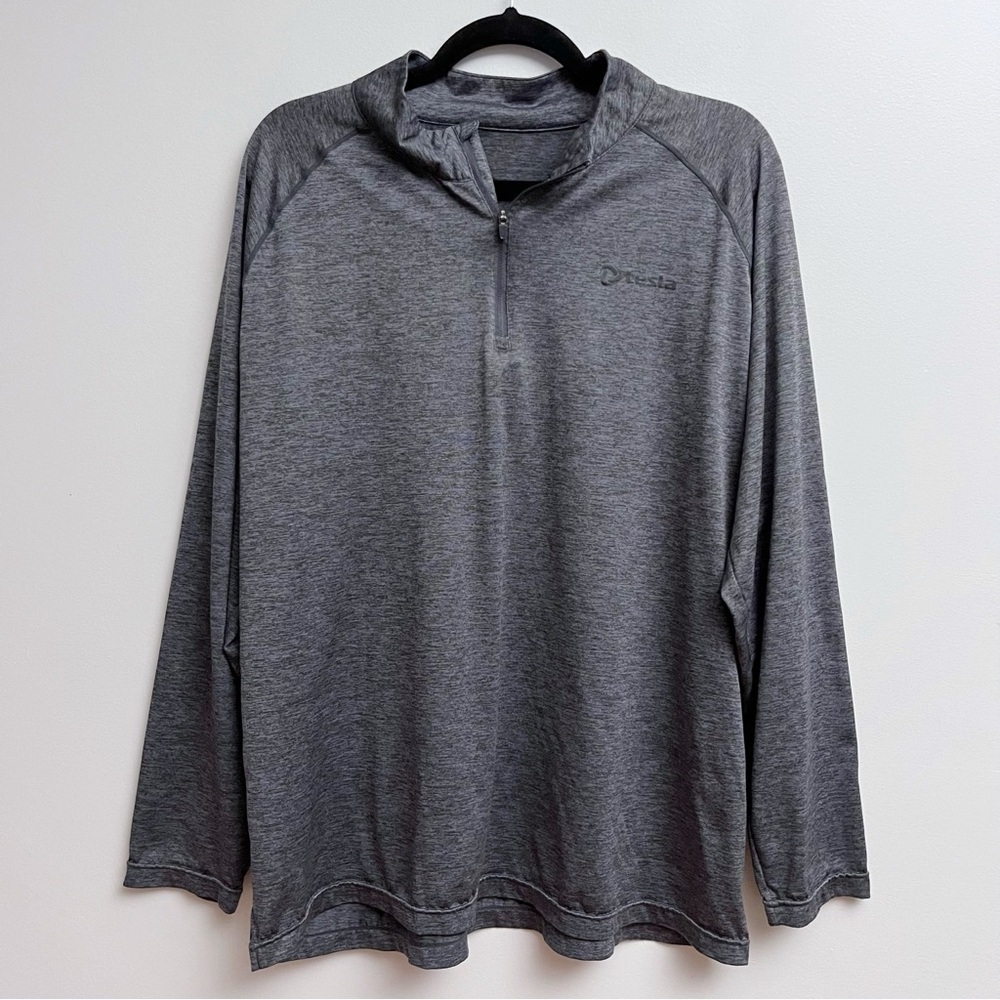Men’s Tesla Dark Grey Quarter Zip Long Sleeve Pullover Mens 2XL